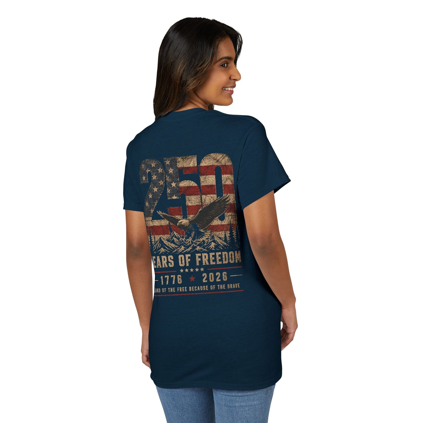 250 Years of Freedom T-Shirt Patriotic 1776–2026 American Flag Tee