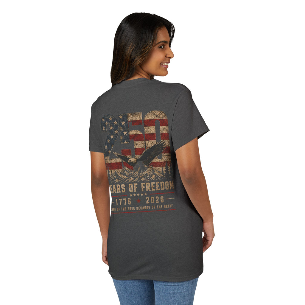 250 Years of Freedom T-Shirt Patriotic 1776–2026 American Flag Tee