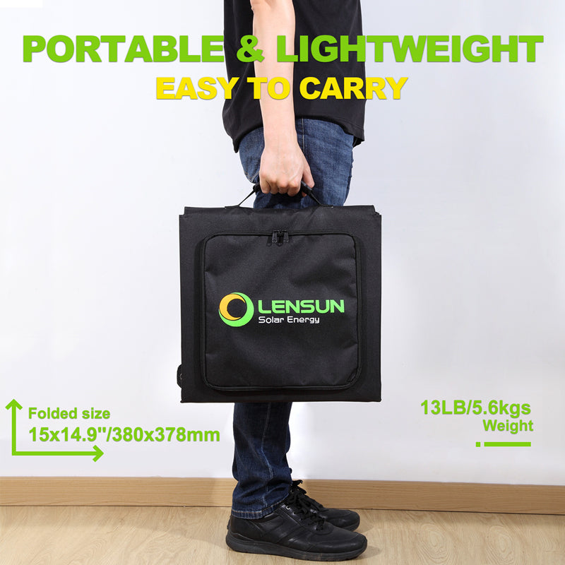 LensunSolar 200W 12V Solar Blanket for 12V Battery or Power Station